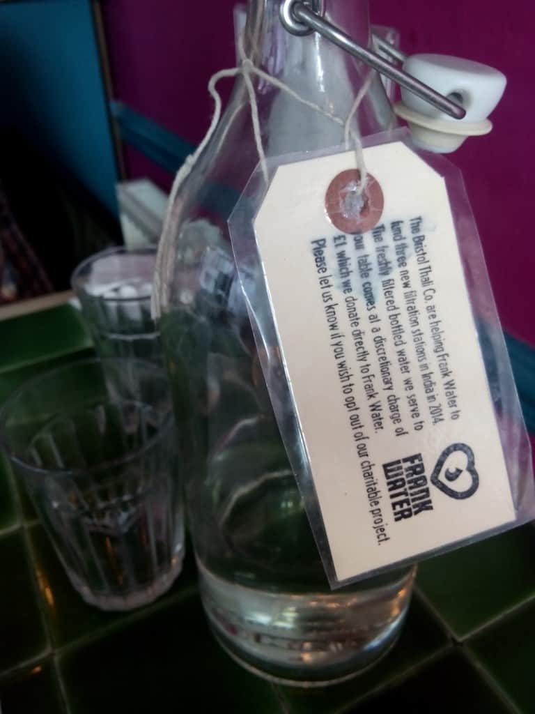 Charitable Water Project Thali Cafe Frank Plastic Free