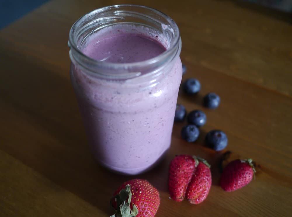Strawberry Blueberry Hemp Almond Milk Smoothie