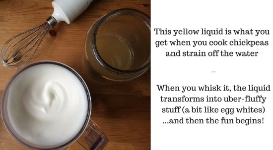 This yellow liquid is what you get when you cook chickpeas and strain (and keep) the water