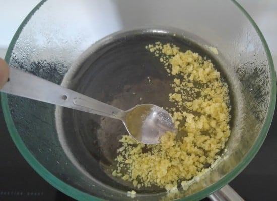Melting beeswax in a double boiler