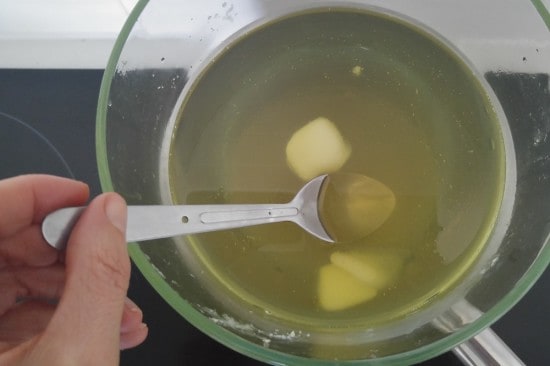 Melting oils in a double boiler
