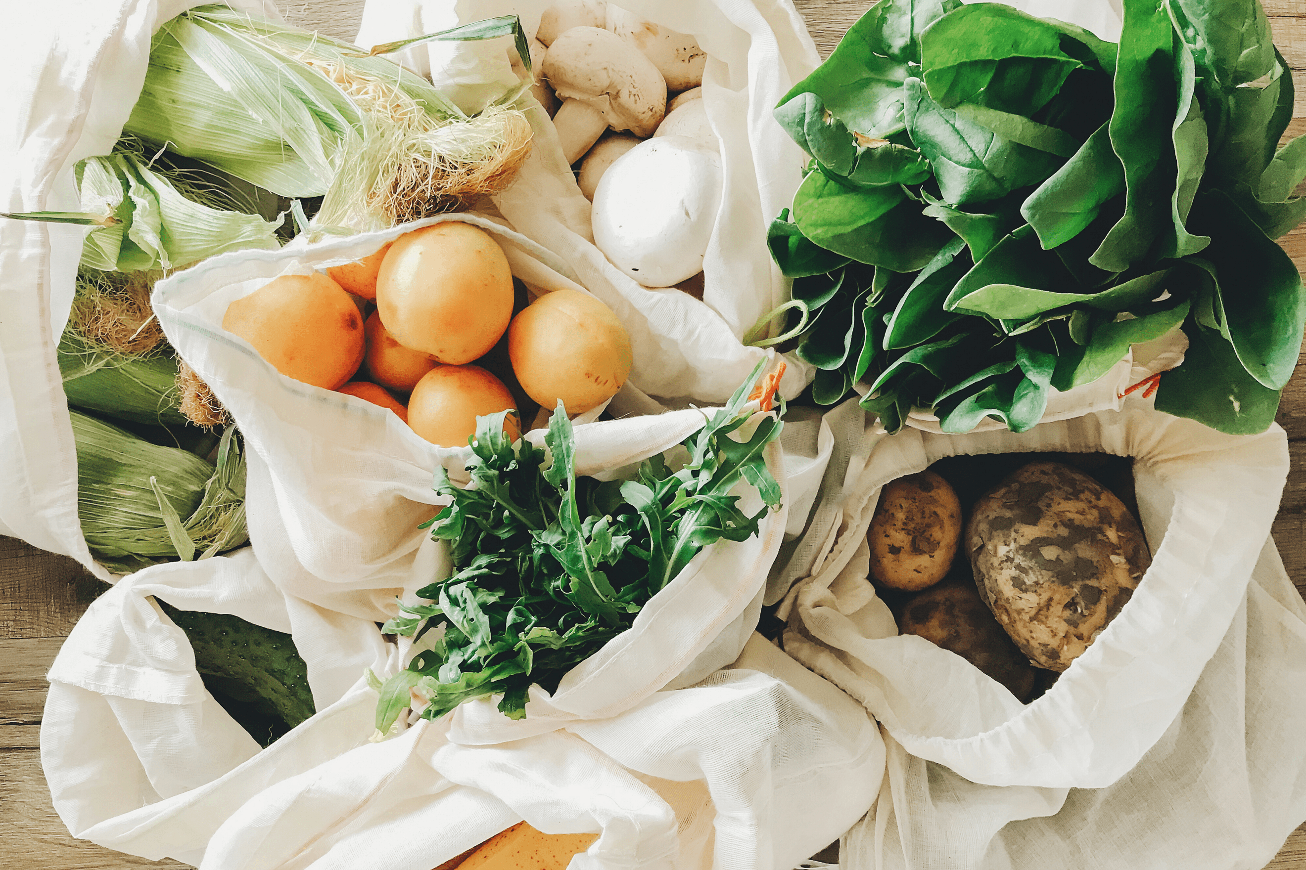 eco-friendly produce bags Reusable Zero waste vegetable produce bags Sustainable shopping produce bags.